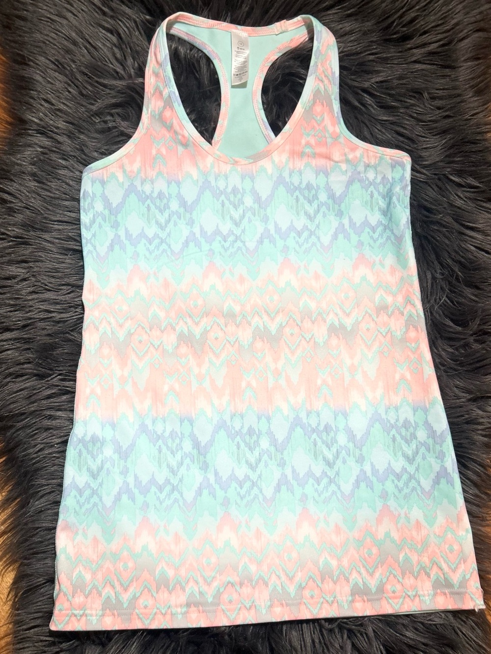 Ivivva By Lululemon Pastel Aztec Racerback Tank Top - Mint & Pink Size 14